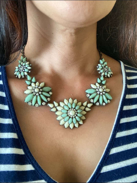 Lulu Avenue Jewelry - Mint Floral Statement Necklace for Women Chunky Bib Fashion Jewelry